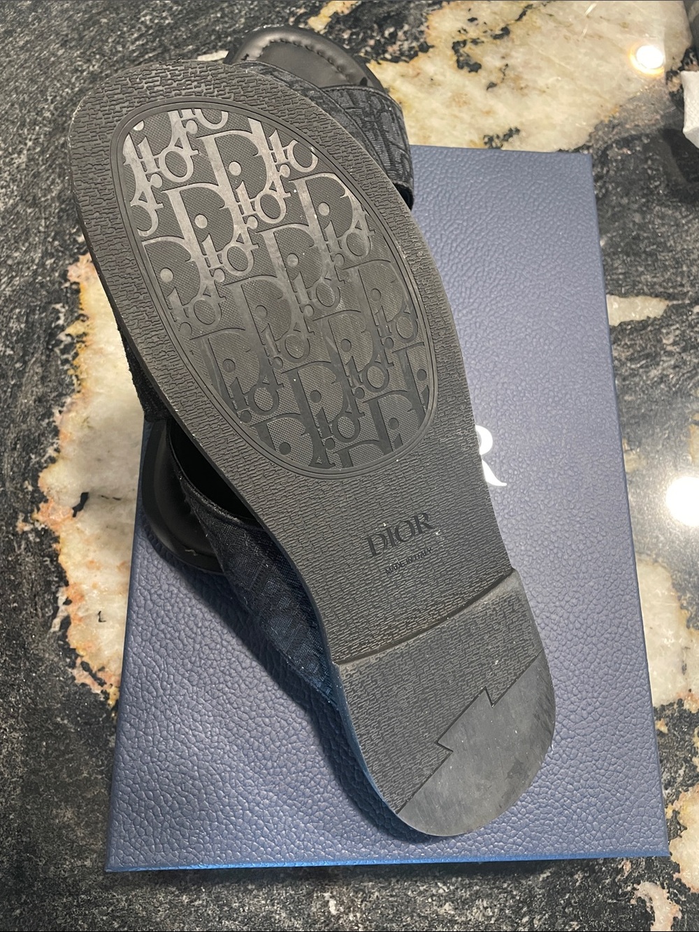 Dior Men’s Black Crossed Logo Fabric Slide Sandals - Picture 3 of 4